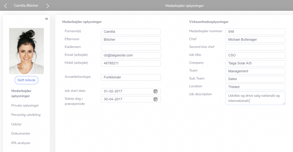 Get a quick overview of each employee in our HR system